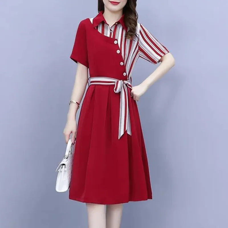 Midi Jurk Asymmetrisch Korte Mouw Zomerjurk