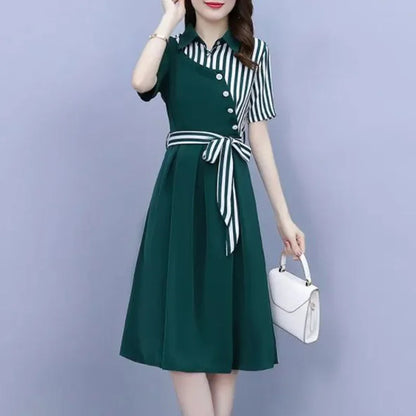 Midi Jurk Asymmetrisch Korte Mouw Zomerjurk