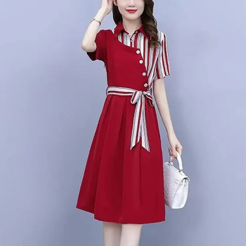 Midi Jurk Asymmetrisch Korte Mouw Zomerjurk