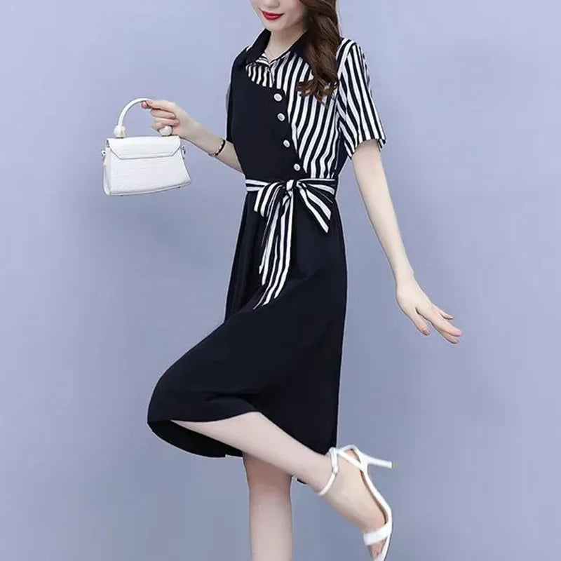 Midi Jurk Asymmetrisch Korte Mouw Zomerjurk