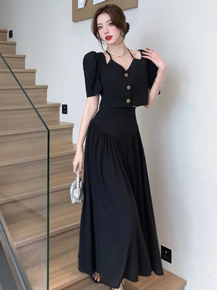 Zonne Rok Set: Tweedelig Elegant Zomer Outfit