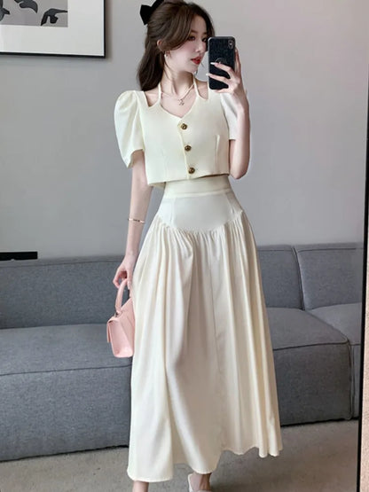 Zonne Rok Set: Tweedelig Elegant Zomer Outfit