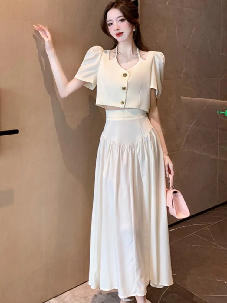 Zonne Rok Set: Tweedelig Elegant Zomer Outfit