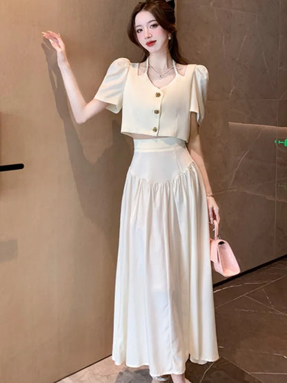 Zonne Rok Set: Tweedelig Elegant Zomer Outfit
