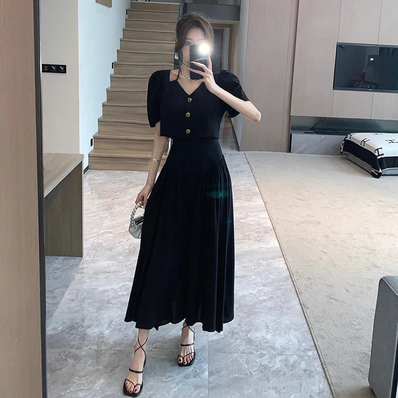 Zonne Rok Set: Tweedelig Elegant Zomer Outfit