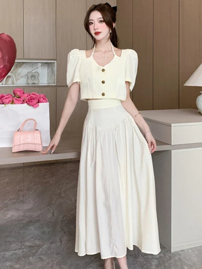 Zonne Rok Set: Tweedelig Elegant Zomer Outfit