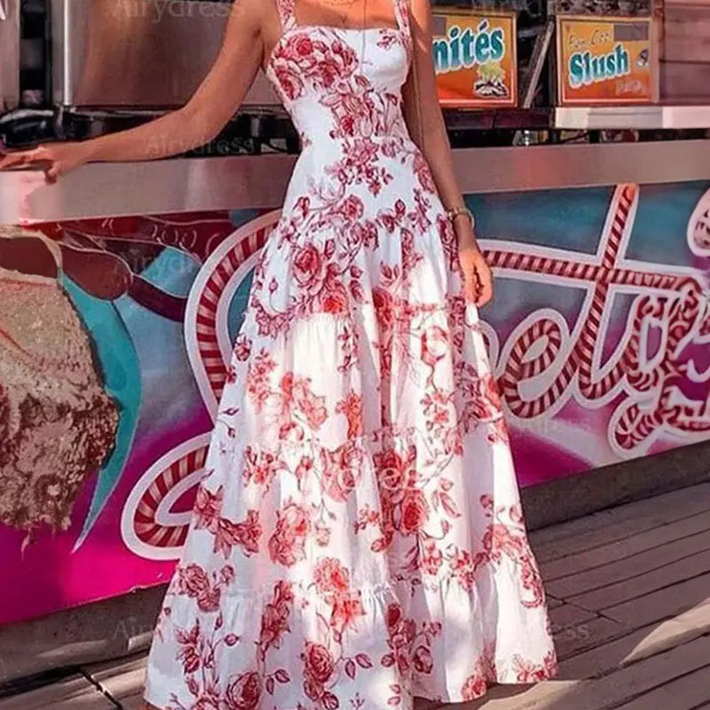 Zomerjurk Feestelijke Jarreteljurk voor Vrouw Zwart Rood