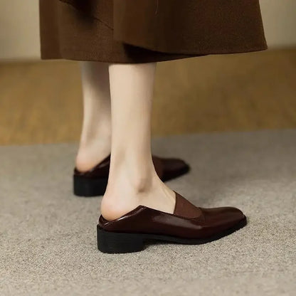 Lederen Schoenen Vintage Stijl Dame Schoenen