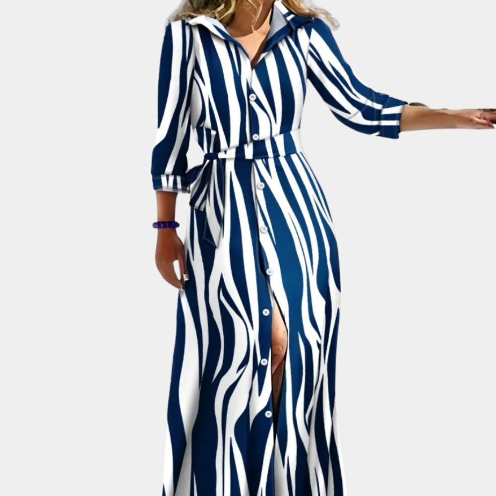Elegante Vrouwelijke Jurk Fosette Stijl Lange Mouw - StudioMarella