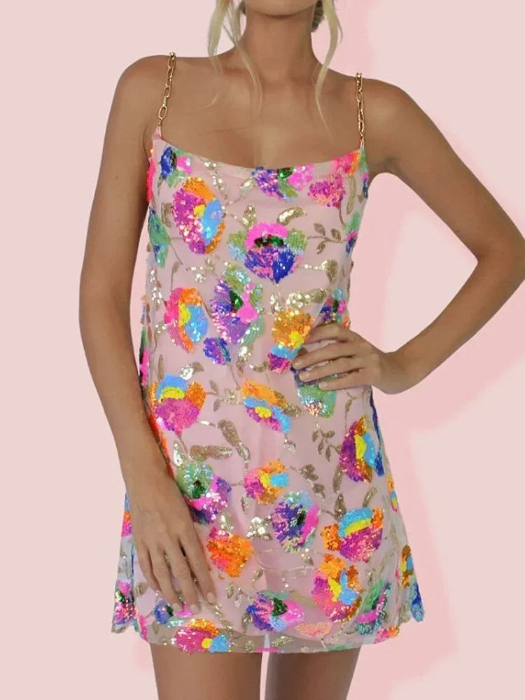 Jurk met Bloemenprint en Spaghettibandjes Zomerjurk Vrouw - StudioMarella