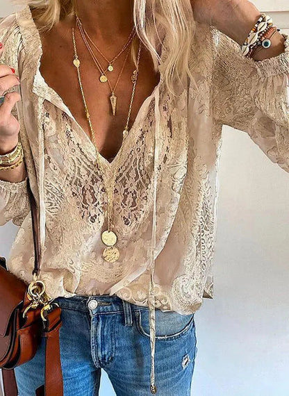Elegante Boho Blouse met Uitgesneden Halslijn | Damesblouse 4