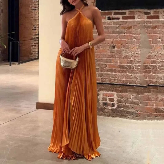 Halter Jurk met Plooien Zomerjurk voor Vrouw - StudioMarella