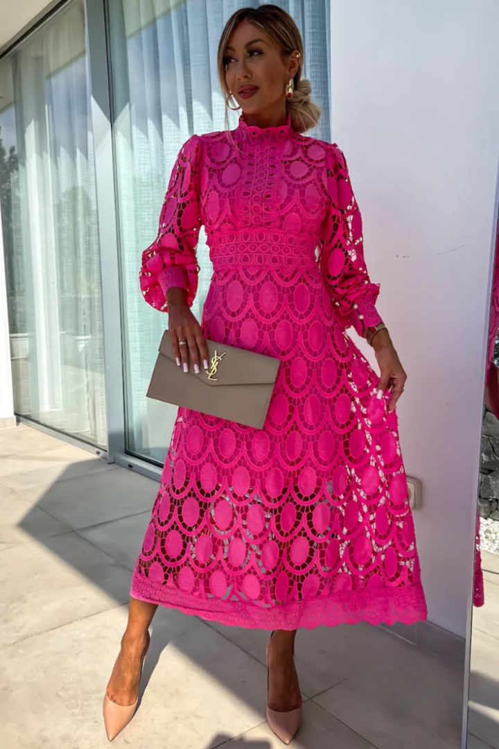 Elegante Kanten Jurk | Dames Midi Galajurk 2