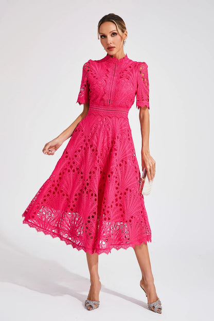 Midi Jurk met Kant en Bloemenpatroon - StudioMarella