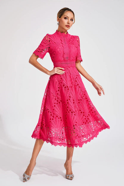 Elegante Kanten Midi-Jurk | Dames Jurken Bruiloft Zomer 4