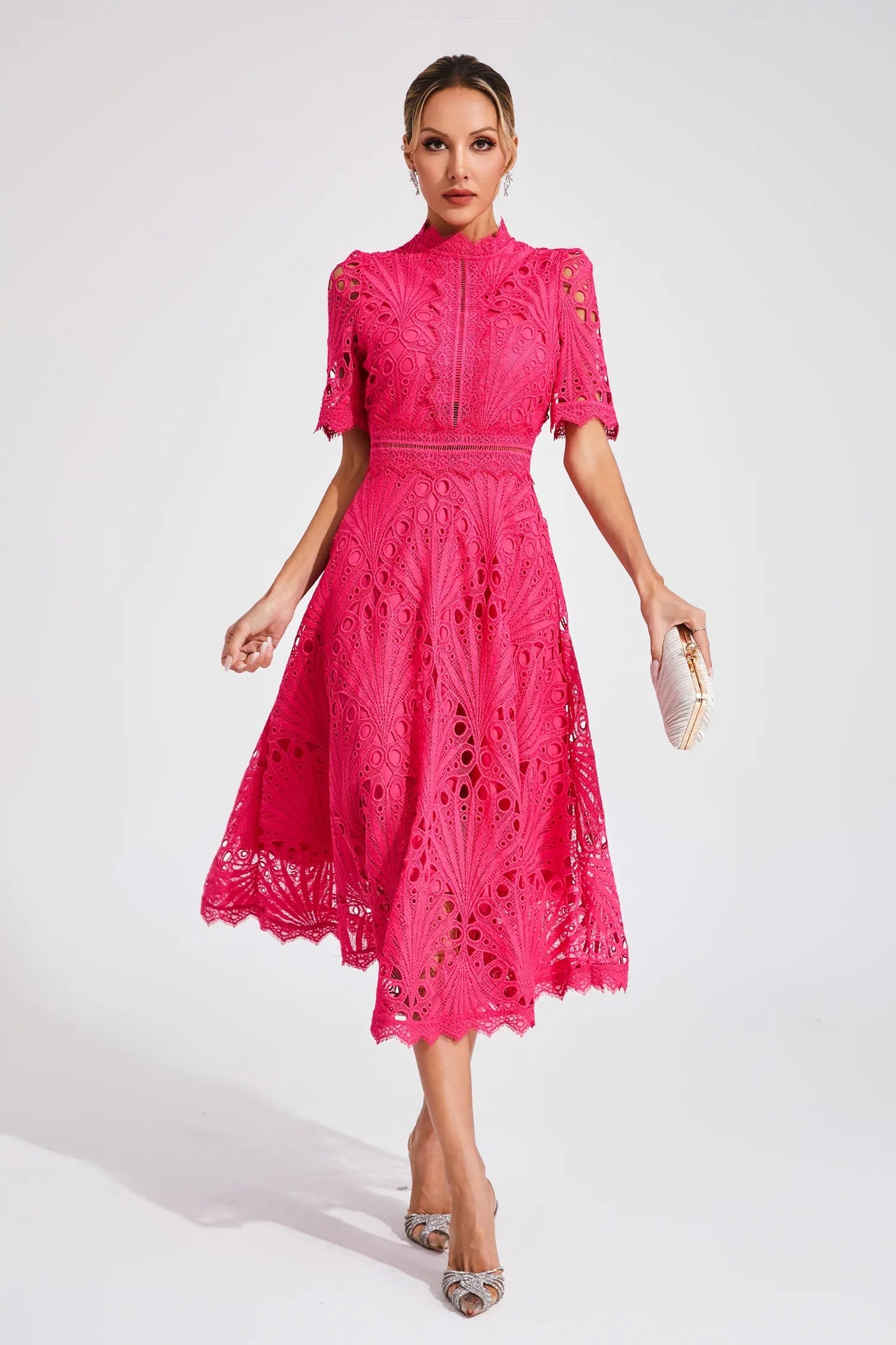 Elegante Kanten Midi-Jurk | Dames Jurken Bruiloft Zomer 5