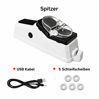 Elektrische messenslijper voor keukenmessen, scharen en gereedschap met veilige grip en usb-oplaadfunctie