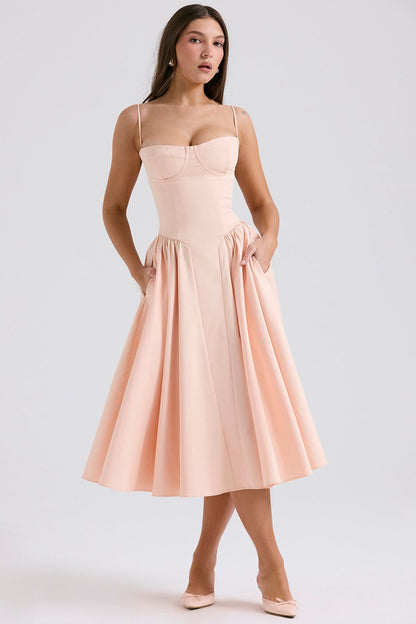 Midi Jurk Elegante en Verstelbaar voor Vrouw