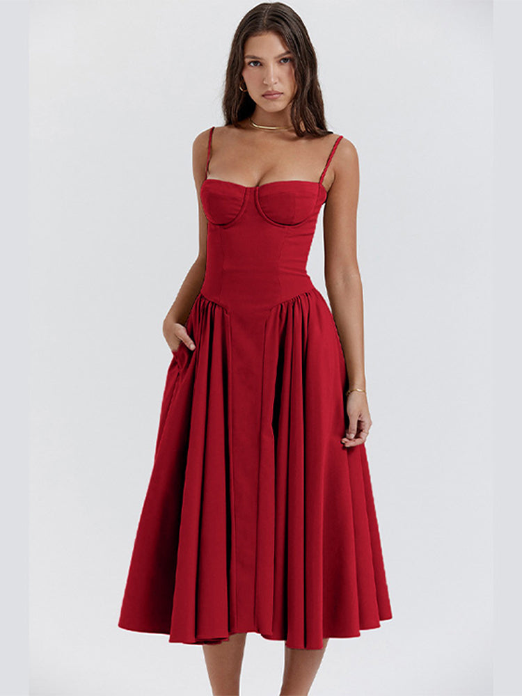 Midi Jurk Elegante en Verstelbaar voor Vrouw