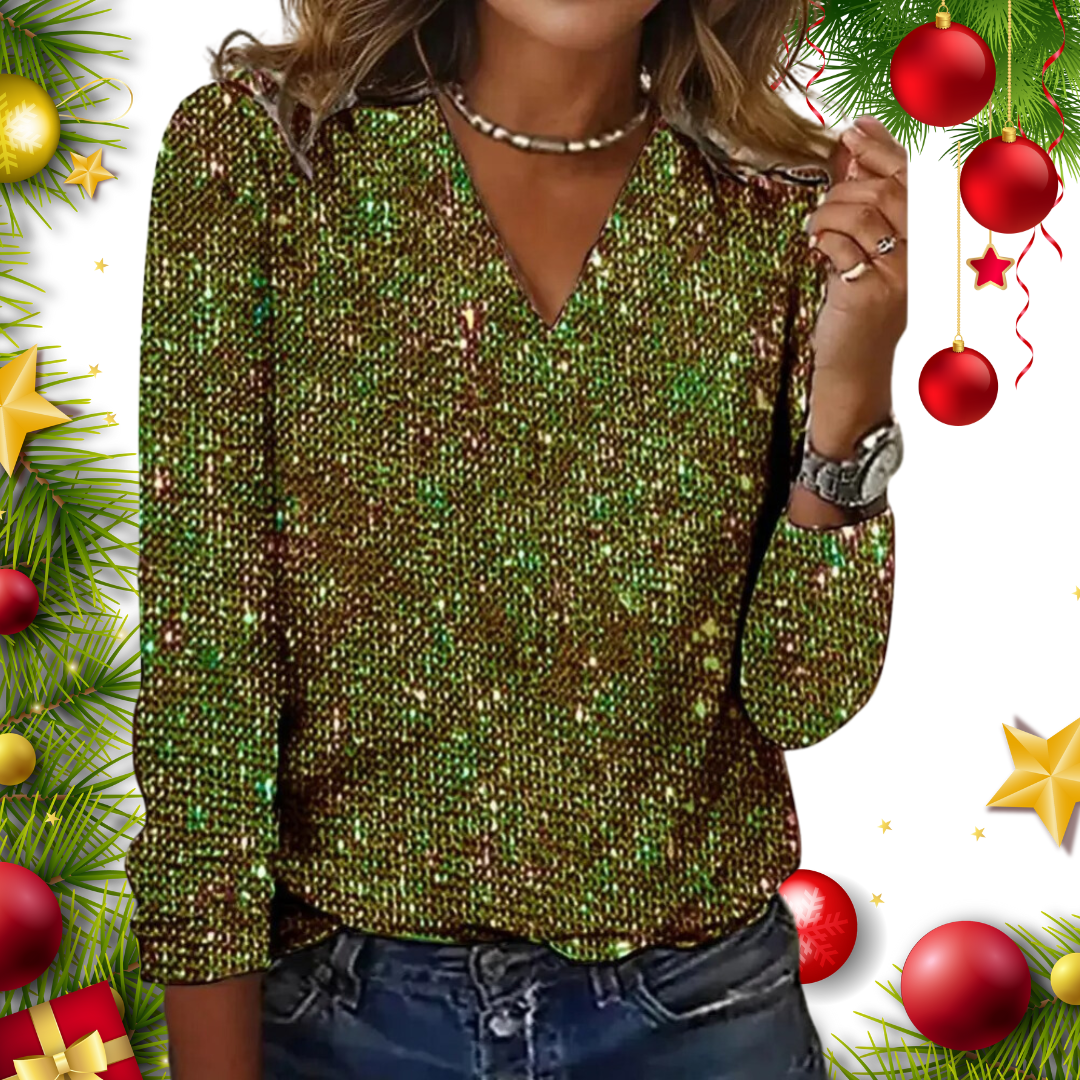 Elena | Glamoureuze glittertop voor dames met V-hals 1
