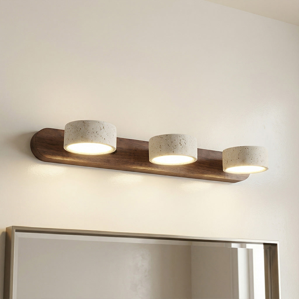 Verstelbare Wandlamp Travertijn & Hout – 2/3/4 Lichtpunten Warm Licht Sconce
