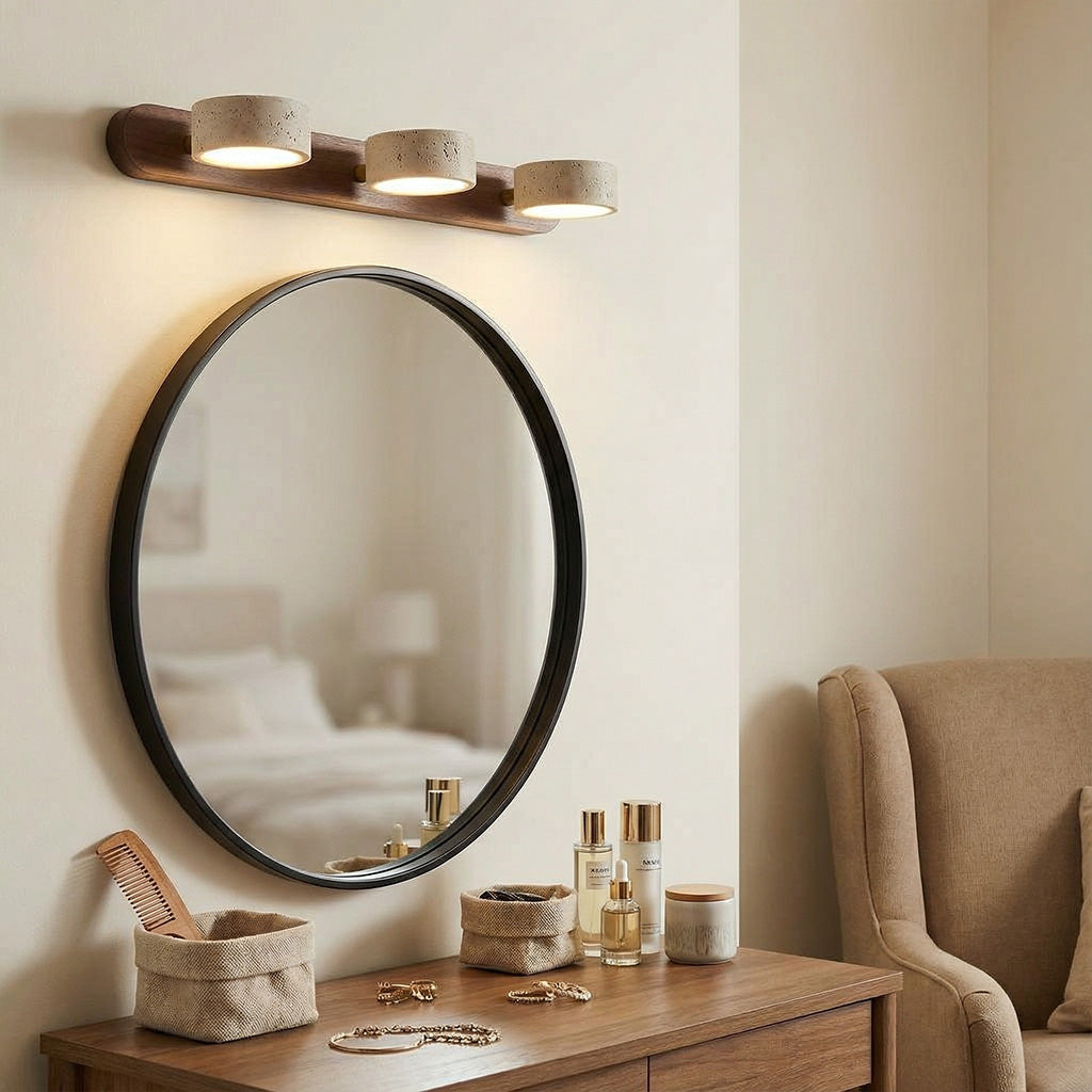 Verstelbare Wandlamp Travertijn & Hout – 2/3/4 Lichtpunten Warm Licht Sconce