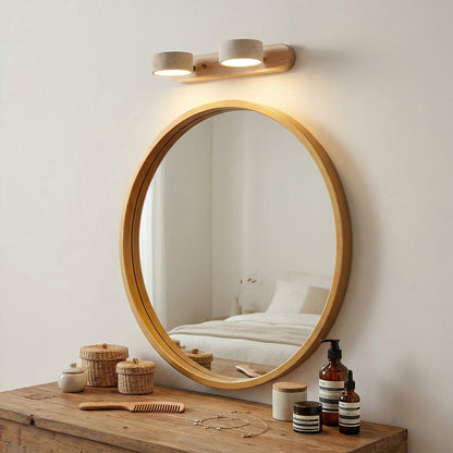 Verstelbare Wandlamp Travertijn & Hout – 2/3/4 Lichtpunten Warm Licht Sconce