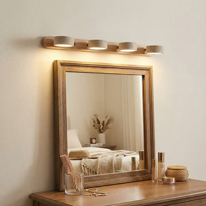 Verstelbare Wandlamp Travertijn & Hout – 2/3/4 Lichtpunten Warm Licht Sconce