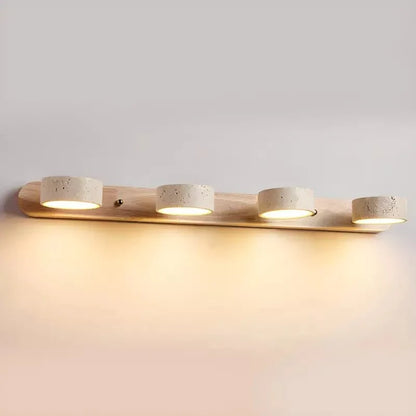 Verstelbare Wandlamp Travertijn & Hout – 2/3/4 Lichtpunten Warm Licht Sconce