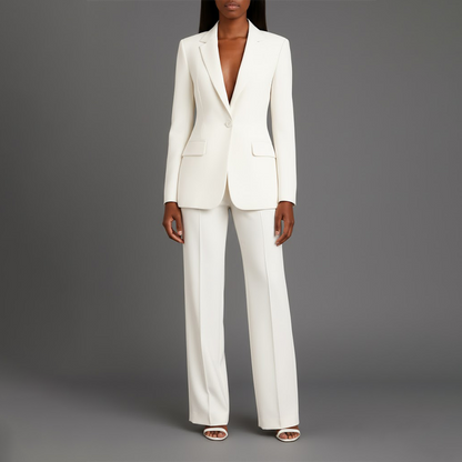 Dames Tweedelig Pakset - Getailleerde Blazer en Wijde Broek - StudioMarella