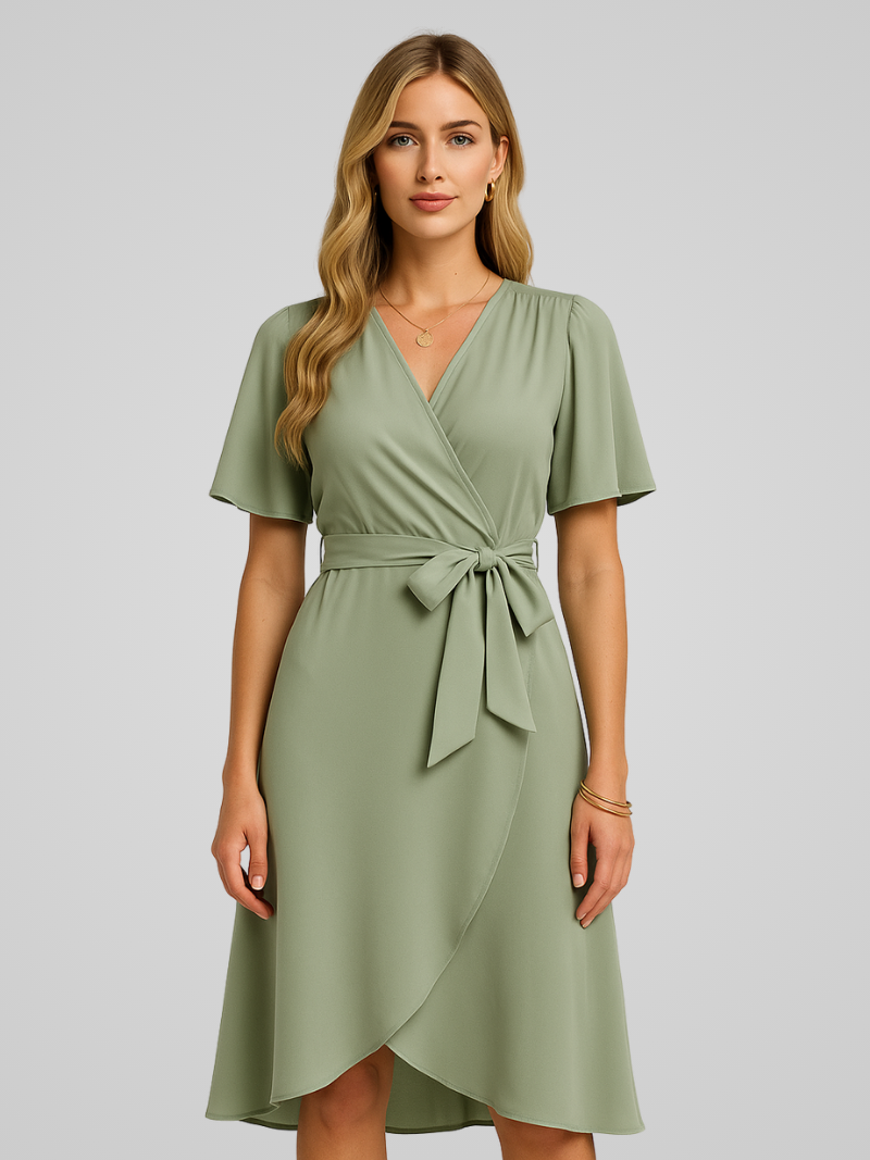 Vrouwelijke Zomerjurk met V-hals Elegante Jurk voor Dames