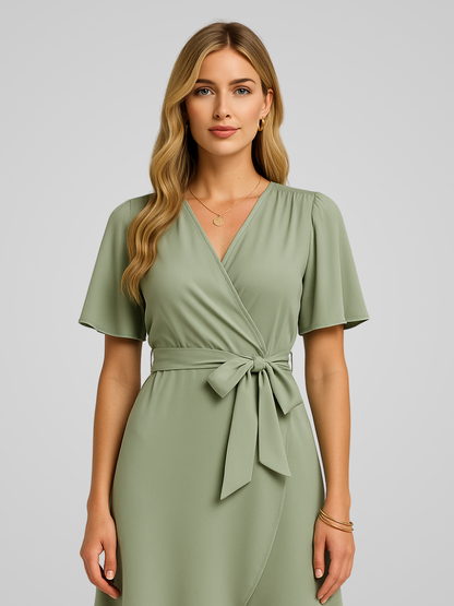 Vrouwelijke Zomerjurk met V-hals Elegante Jurk voor Dames