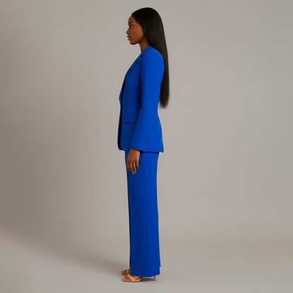 Dames Tweedelig Pakset - Getailleerde Blazer en Wijde Broek