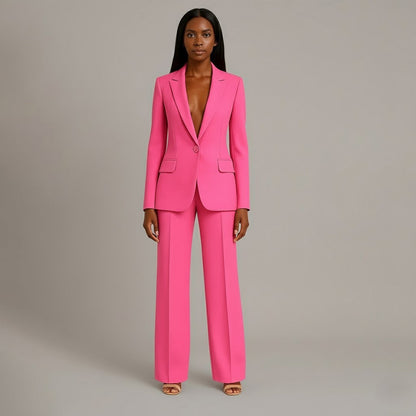 Dames Tweedelig Pakset - Getailleerde Blazer en Wijde Broek