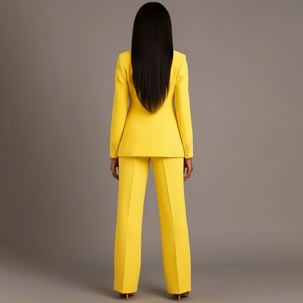 Dames Tweedelig Pakset - Getailleerde Blazer en Wijde Broek