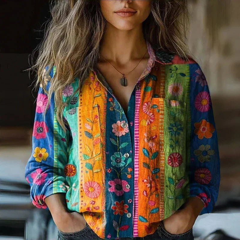 Dames Blouse Vintage Stijl Losse Pasvorm