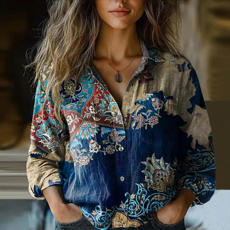 Dames Blouse Vintage Stijl Losse Pasvorm