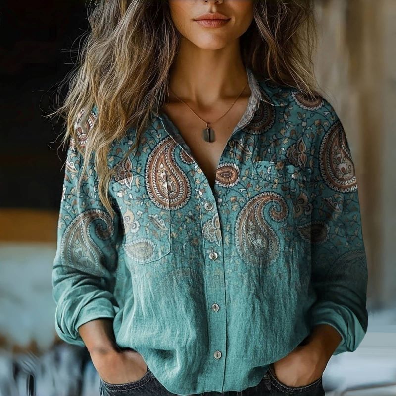 Dames Blouse Vintage Stijl Losse Pasvorm