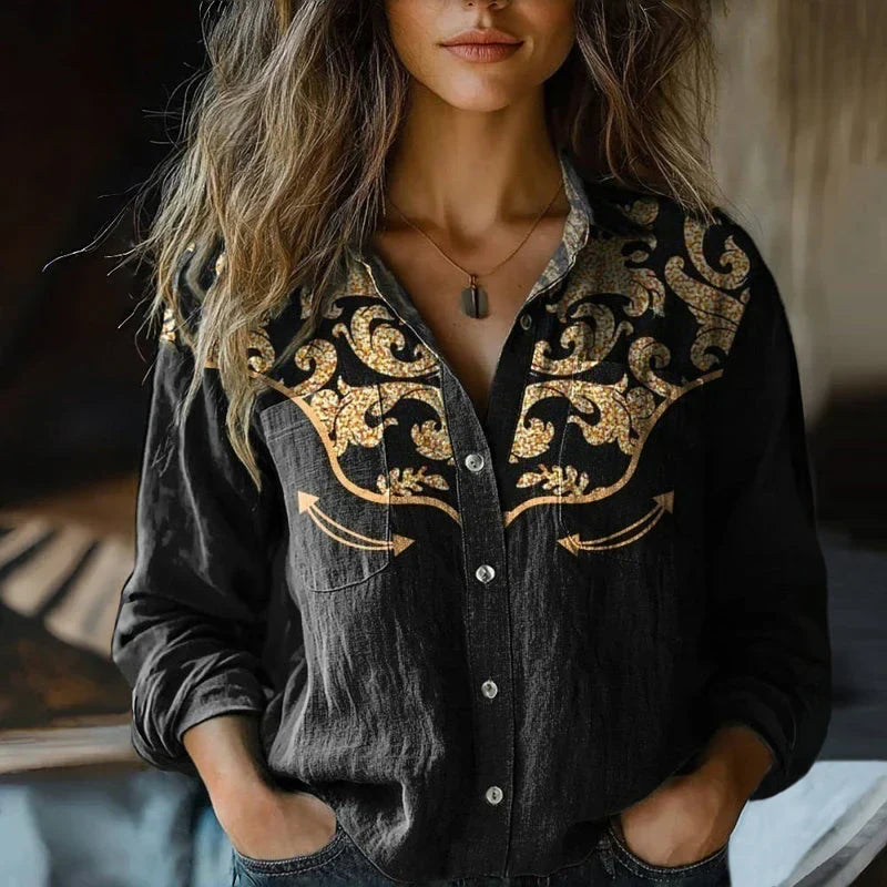 Dames Blouse Vintage Stijl Losse Pasvorm