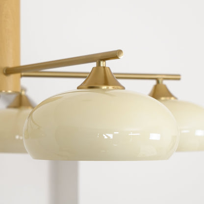 Ovale Design Kroonluchter Met Glazen Kappen En Messing Details Voor Woonkamer En Eetkamer