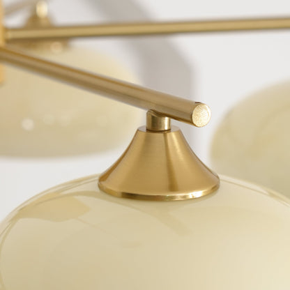Ovale Design Kroonluchter Met Glazen Kappen En Messing Details Voor Woonkamer En Eetkamer