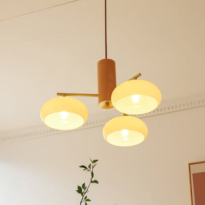 Ovale Design Kroonluchter Met Glazen Kappen En Messing Details Voor Woonkamer En Eetkamer