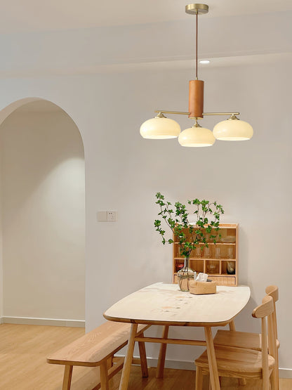 Ovale Design Kroonluchter Met Glazen Kappen En Messing Details Voor Woonkamer En Eetkamer