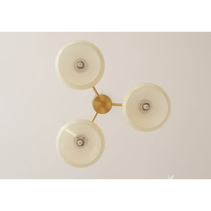 Ovale Design Kroonluchter Met Glazen Kappen En Messing Details Voor Woonkamer En Eetkamer