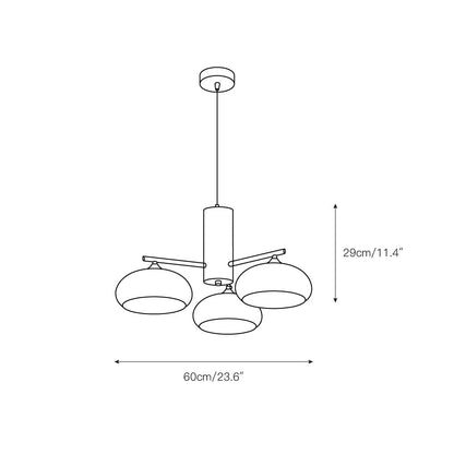 Ovale Design Kroonluchter Met Glazen Kappen En Messing Details Voor Woonkamer En Eetkamer