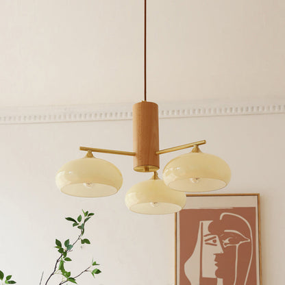 Ovale Design Kroonluchter Met Glazen Kappen En Messing Details Voor Woonkamer En Eetkamer