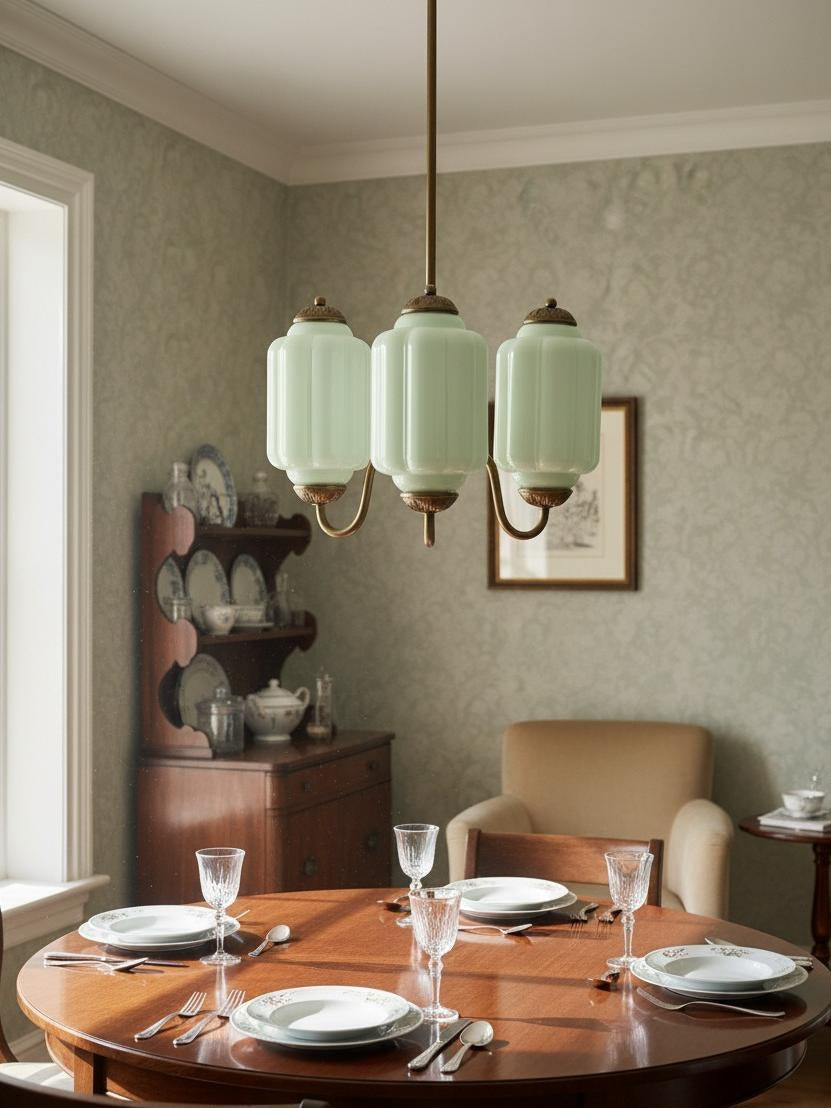Melkglazen Kroonluchter Vintage Afwerking Tijdloze Elegantie Klassieke Verlichting voor Eetkamer Woonkamer