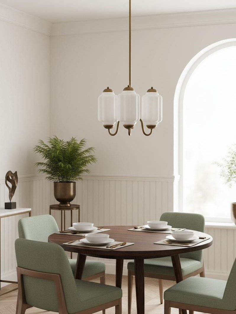 Melkglazen Kroonluchter Vintage Afwerking Tijdloze Elegantie Klassieke Verlichting voor Eetkamer Woonkamer