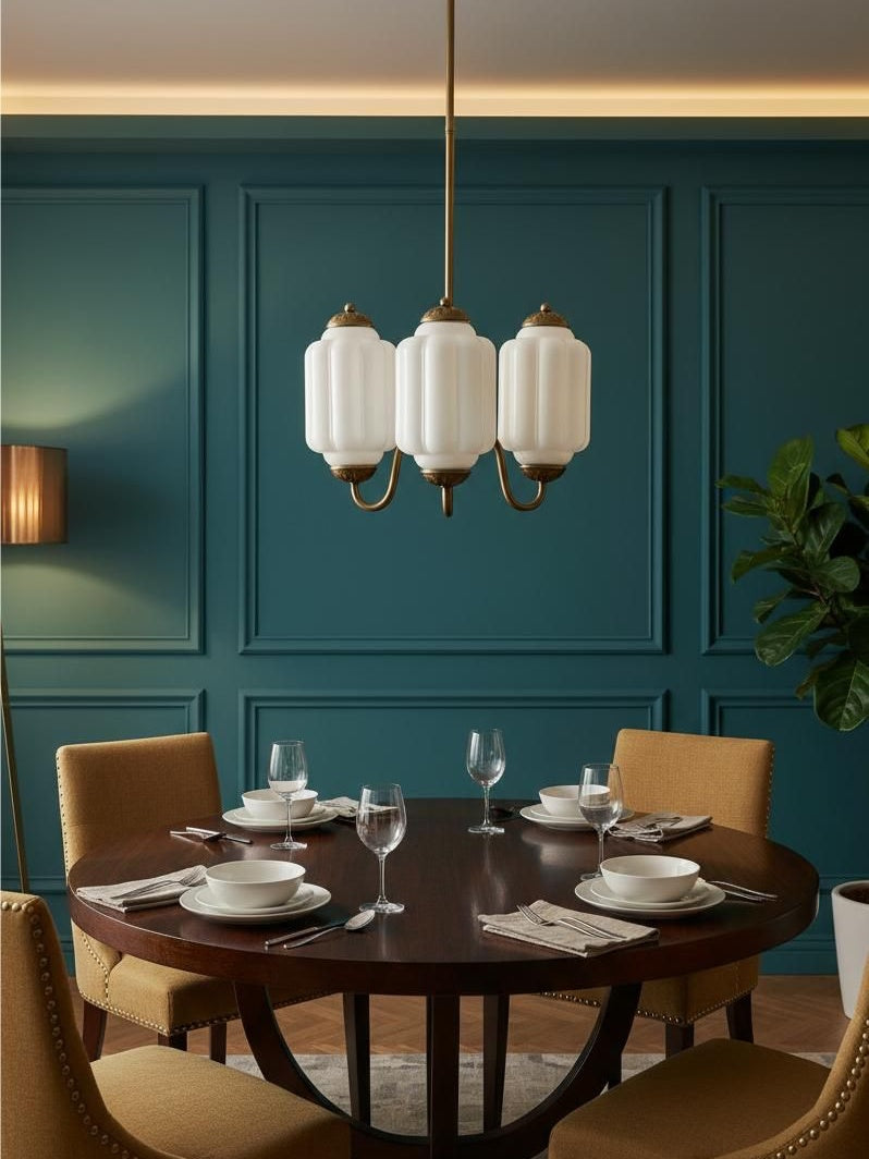 Melkglazen Kroonluchter Vintage Afwerking Tijdloze Elegantie Klassieke Verlichting voor Eetkamer Woonkamer