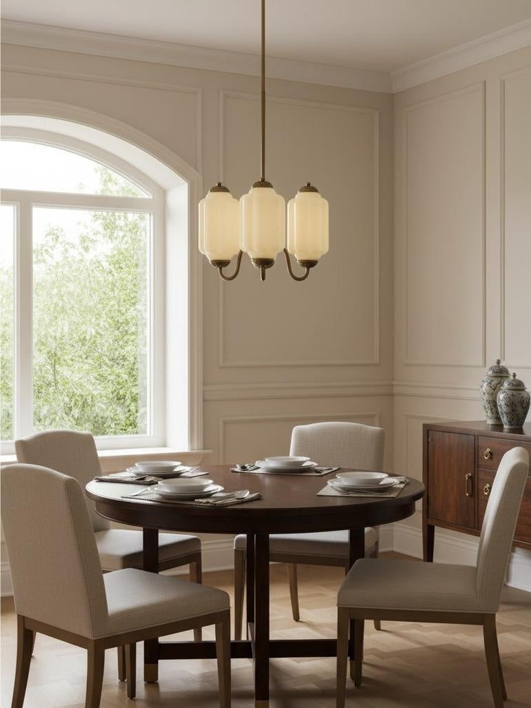 Melkglazen Kroonluchter Vintage Afwerking Tijdloze Elegantie Klassieke Verlichting voor Eetkamer Woonkamer
